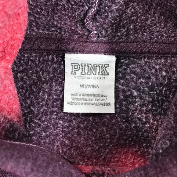 PINK Victoria's Secret Campus Hoodie Women's Large Pink Magenta Tie Dye Pullover - Picture 3 of 11